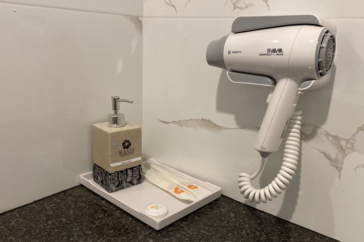 shower, rainfall showerhead, free toiletries, hair dryer