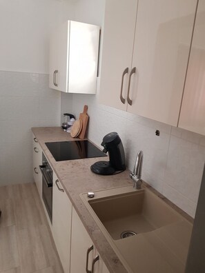 Fridge, microwave, oven, dishwasher