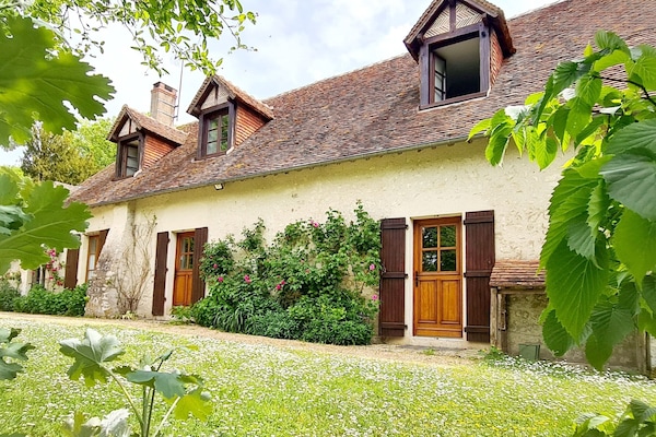 vue du gite au jardin de grand-père et du jardin fleurie et ombragé