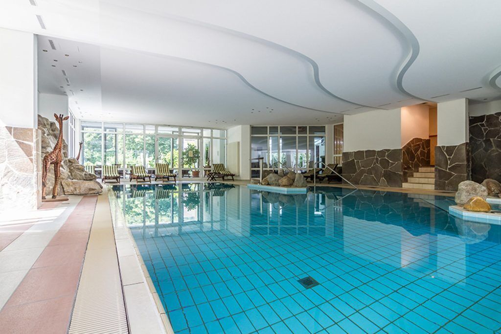 indoor pool, open 6:30 am to 8:00 pm, pool loungers