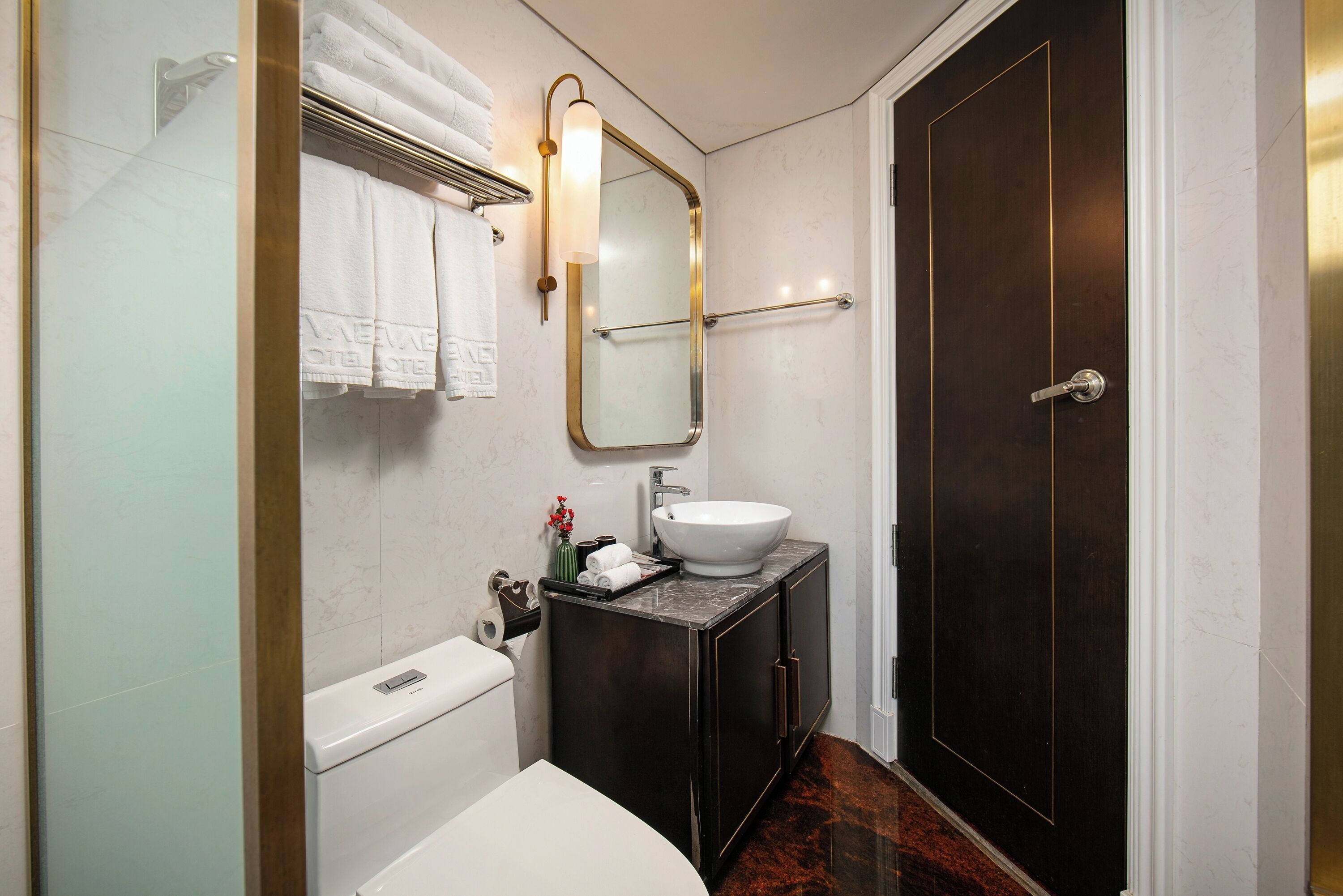 family room with window | bathroom | shower, free toiletries, hair dryer, slippers