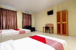 Desk, free WiFi, bed sheets