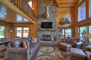 TV, fireplace