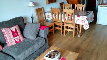 Televisie, een dvd-speler, boeken en een filmbibliotheek