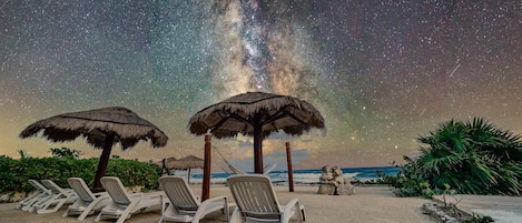On the beach, beach towels