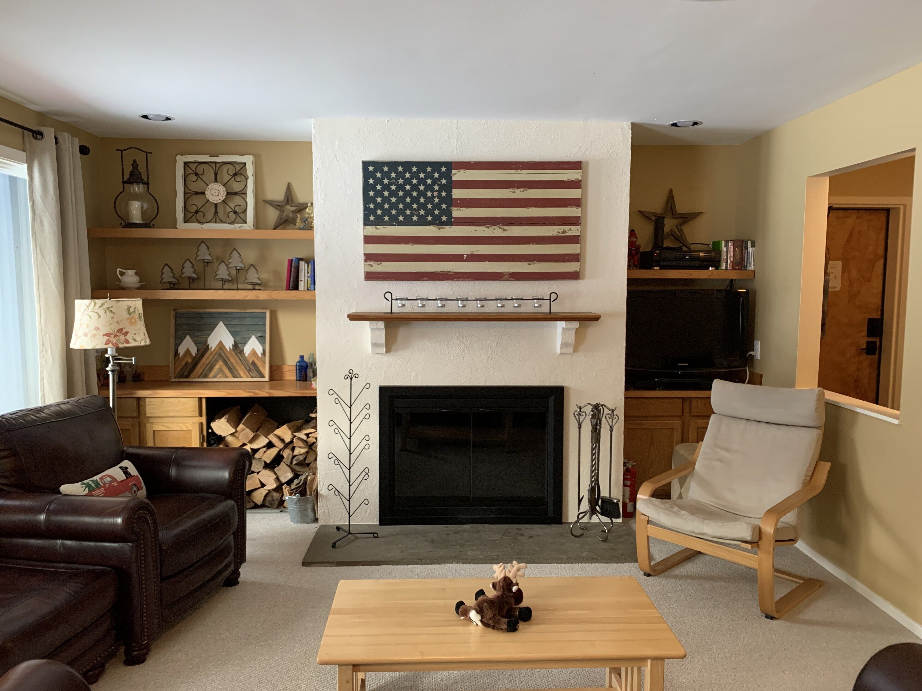 Living Room w/ wood burning fireplace 