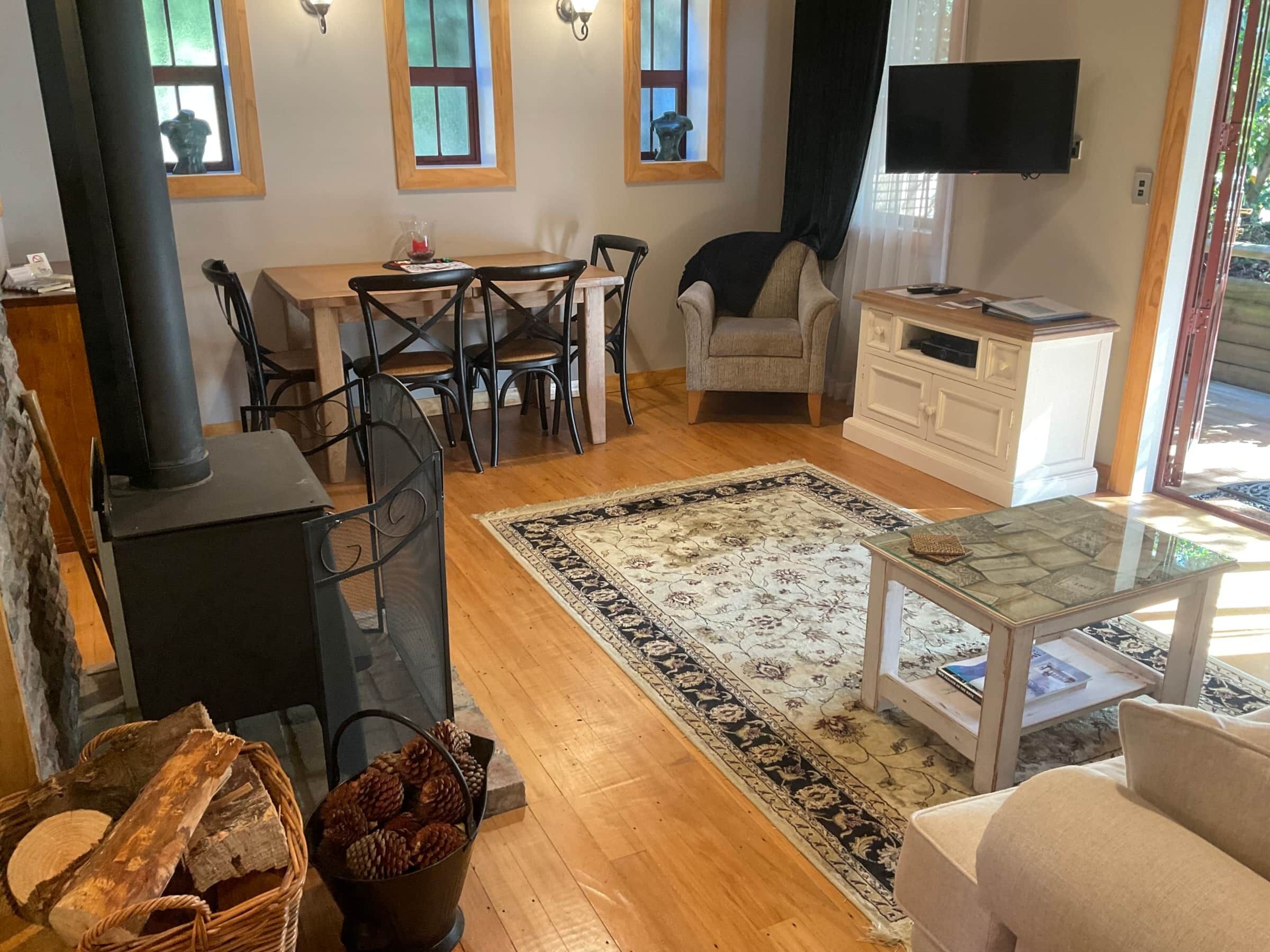 TV, lareira, DVD player