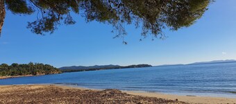 STANDING villa, 450m from the BEACHES, heated SWIMMING POOL, SUPERB SEA VIEW, beautiful garden