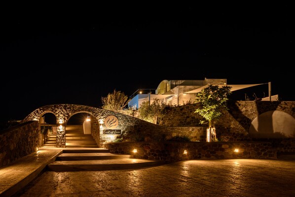 Front of property – evening/night - Soil of Sun Luxury Villas (Santorini)