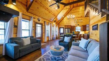 Smart TV, fireplace, video games, DVD player