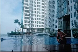 Enjoy a refreshing swim in our pool with a clear view.