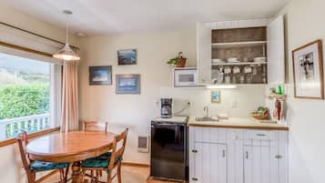 Fridge, microwave, coffee/tea maker, toaster