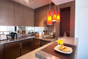 Fridge, microwave, oven, toaster