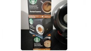 Tre olika sorters kaffekapslar från Starbucks: Americano, Dolce Gusto och Caramel Macchiato.
