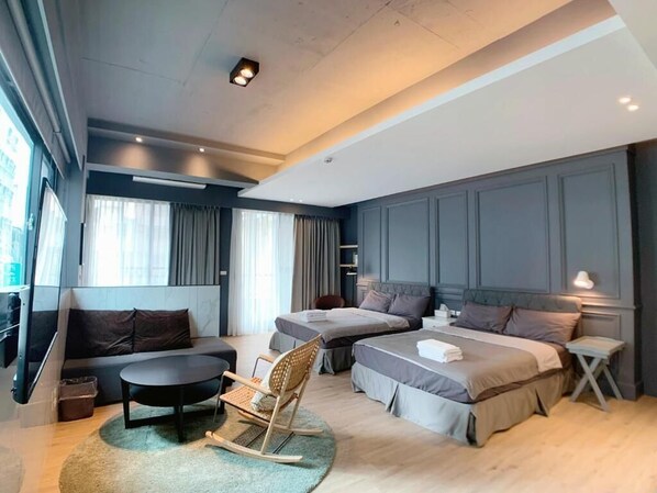 Desk, blackout curtains, free WiFi, bed sheets