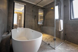 Family Quadruple Room, 2 Bedrooms, River View | Bathroom | Shower, rainfall showerhead, free toiletries, hair dryer