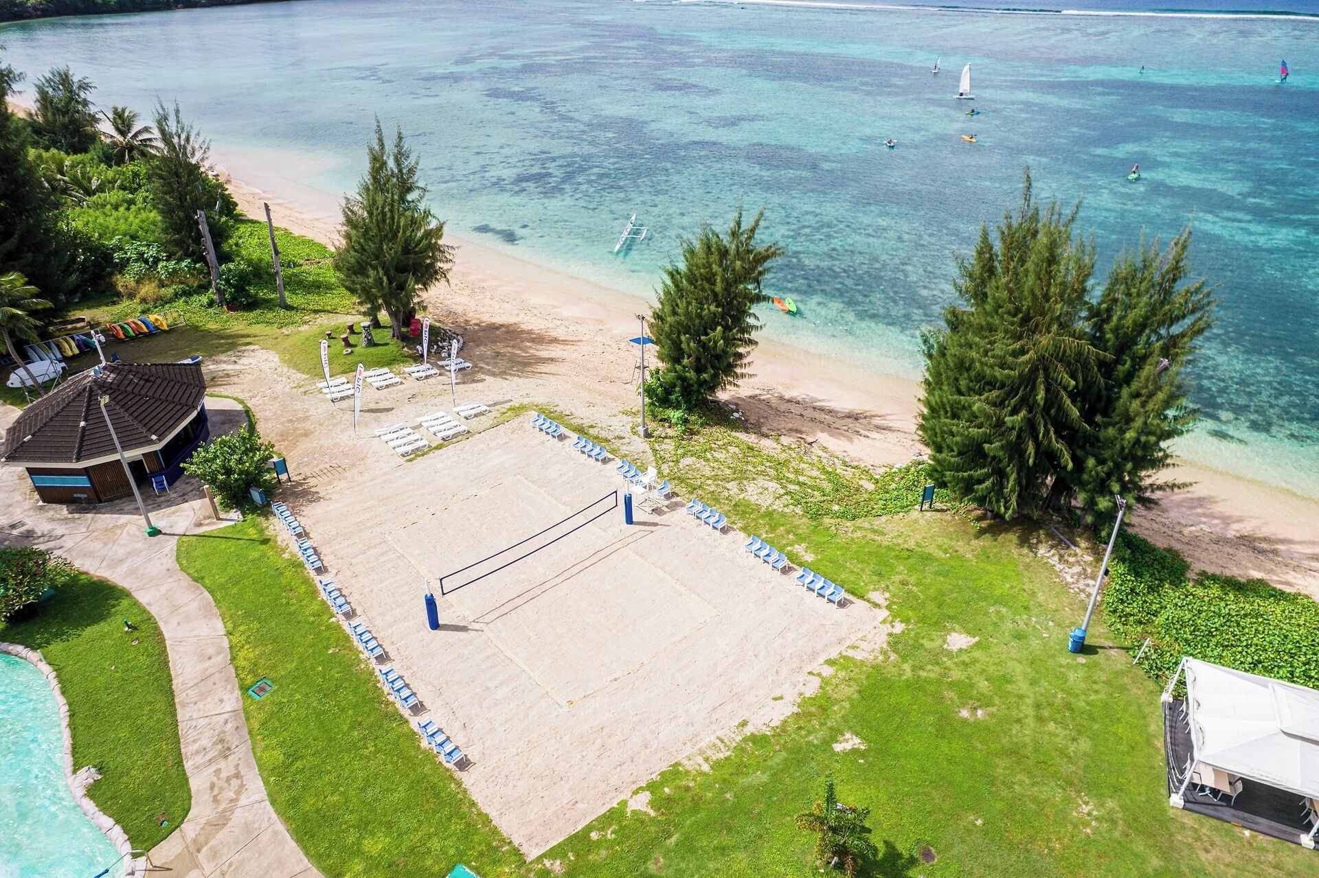 private beach, sun-loungers, beach towels