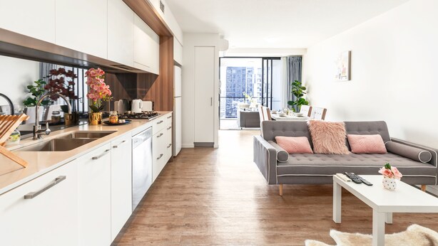 City Apartment, 1 Bedroom | Living area | Smart TV - Soda Apartment (South Brisbane)