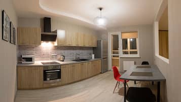 Apartment (100) | Private kitchen | Fridge, microwave, stovetop, electric kettle