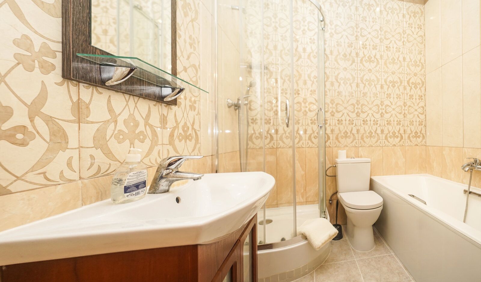 Apartment | Bathroom | Separate tub and shower, hair dryer, towels, soap