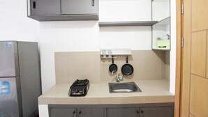 公寓, 1 间卧室 | 私人简易厨房 | 冰箱、炉灶、电热水壶、厨具/餐具