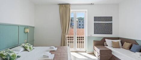 1 bedroom, desk, iron/ironing board, travel cot