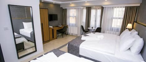 Premium bedding, minibar, in-room safe, desk