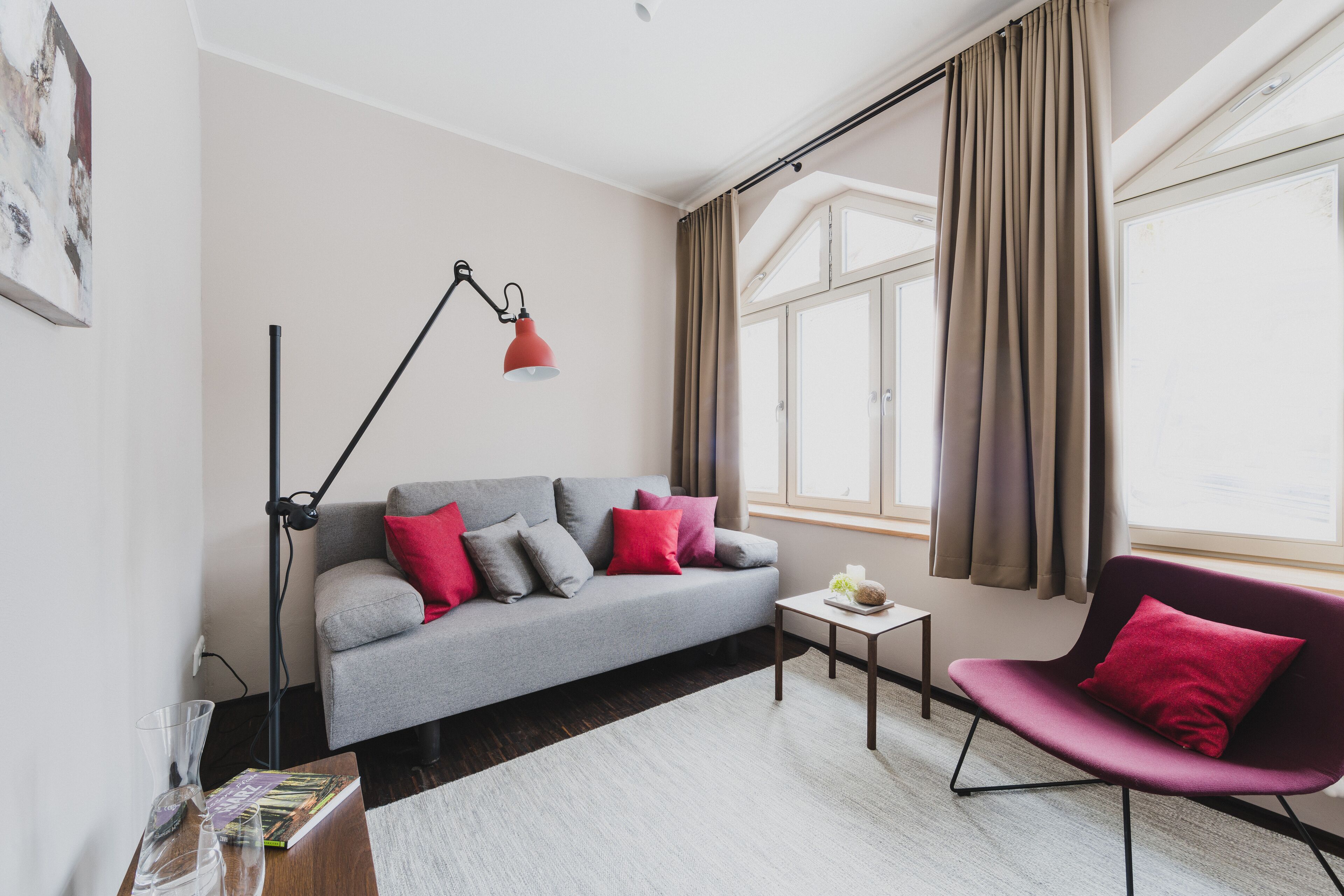 apartment | living area | tv, books