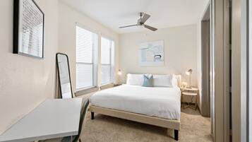 Premium bedding, down duvets, memory-foam beds, individually decorated