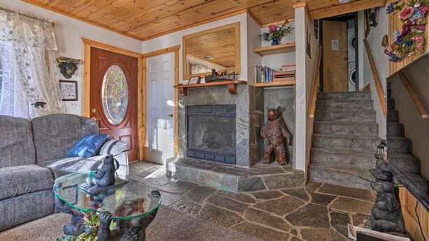 Cabin, 2 Bedrooms | Living room | TV, fireplace, DVD player, video library - Cozy Bear North (Yosemite National Park)