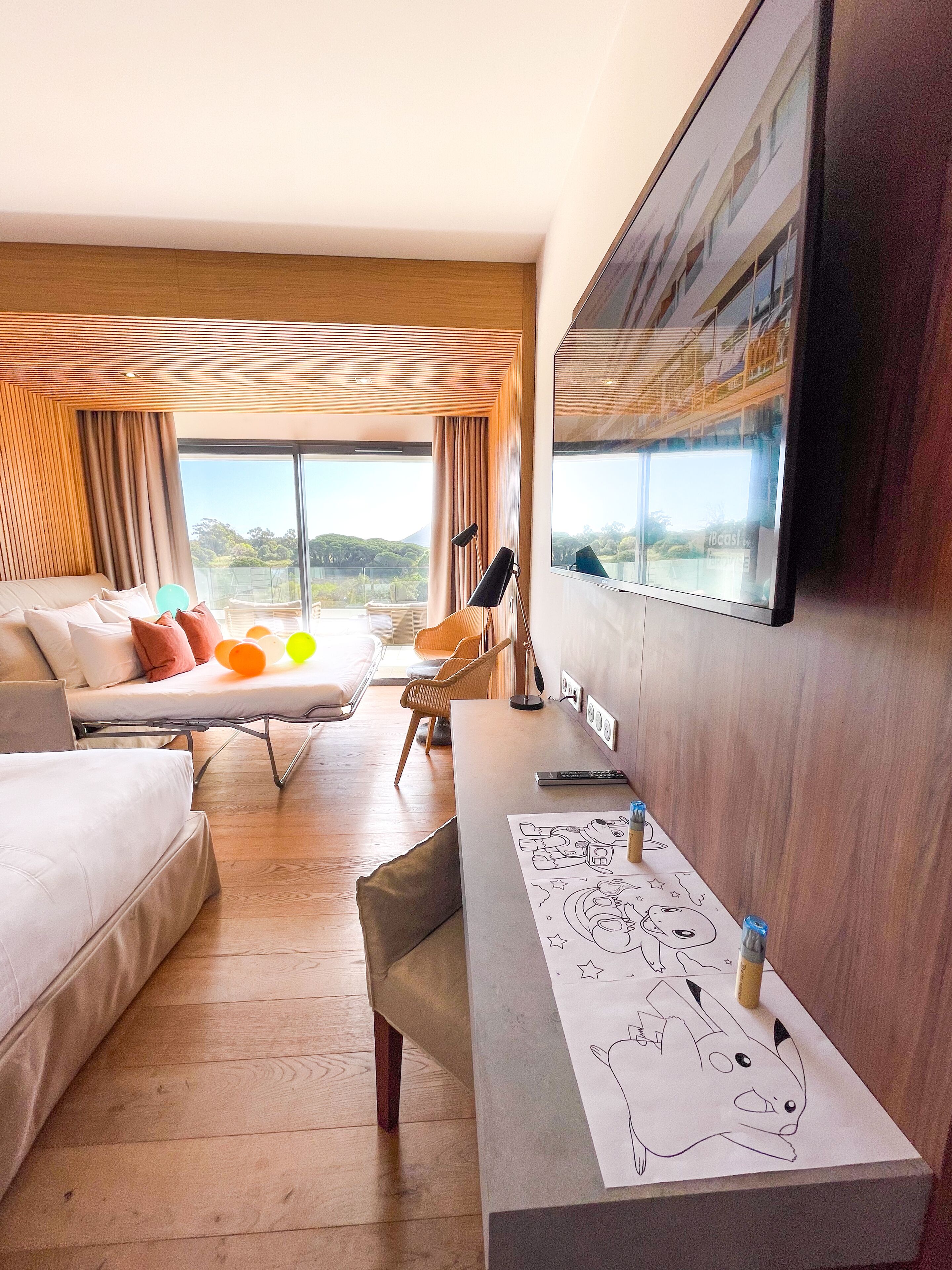 junior suite, 1 king bed with sofa bed, balcony, sea view | premium bedding, in-room safe, desk, laptop workspace