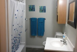 Haartrockner, Handtücher, Seife, Toilettenpapier