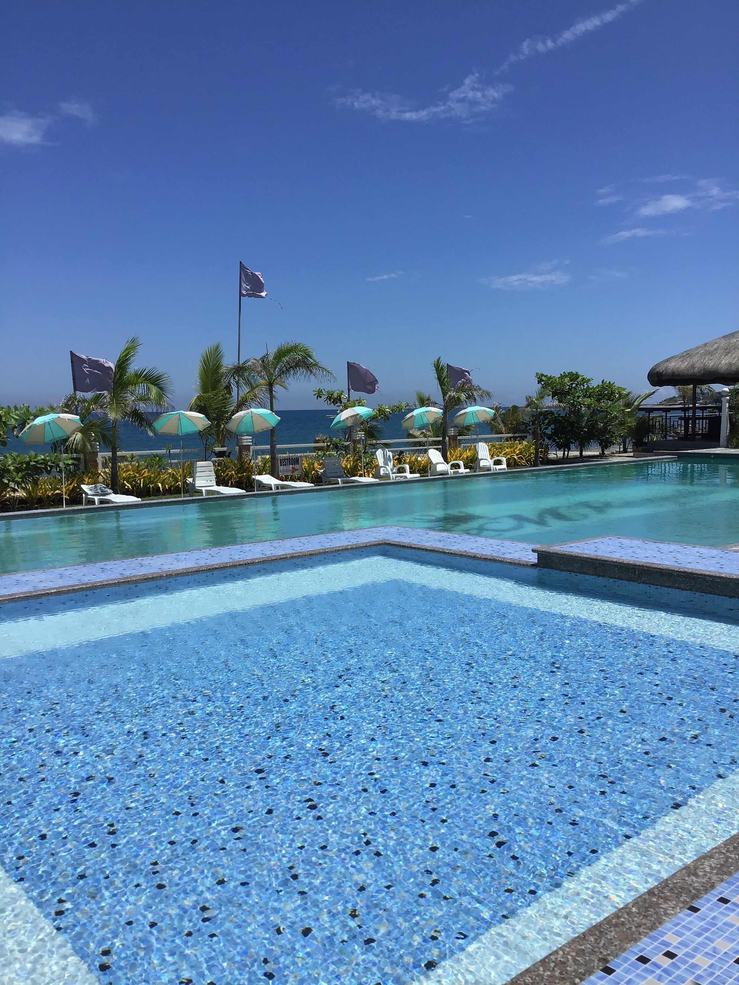 Outdoor pool, open 7:00 AM to 7:00 PM, sun loungers