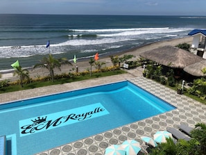 Outdoor pool, open 7:00 AM to 7:00 PM, sun loungers