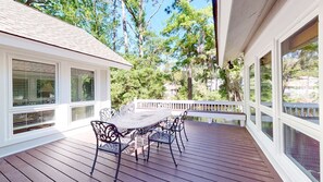 Outdoor dining - Very Nice Home Located on the 11-Mile Lagoon with Its Own Large Private Pool! (Hilton Head)