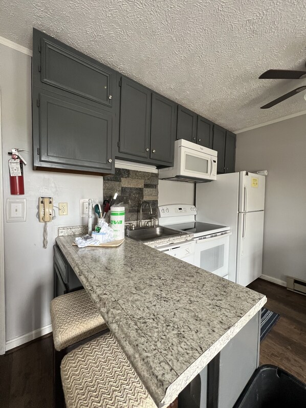 Jääkaappi, mikroaaltouuni, uuni, liesi