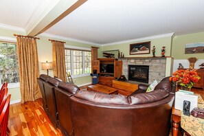 Smart TV, fireplace, video games, DVD player