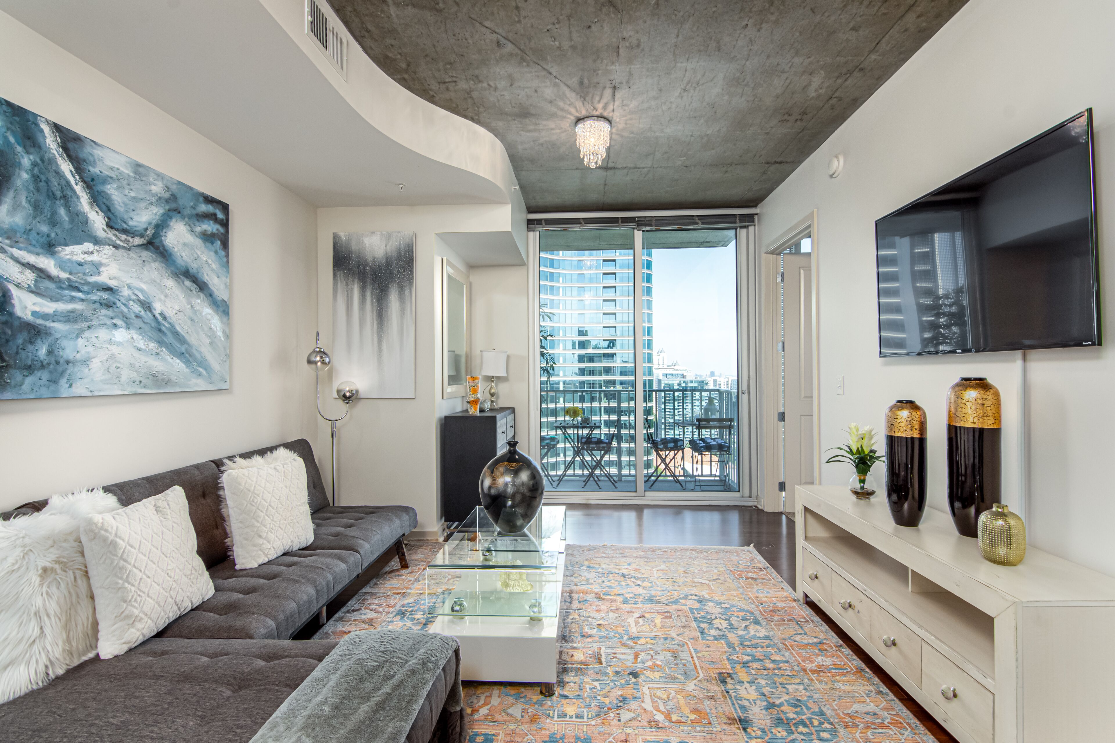 Superior Apartment | Living area | 55-inch Smart TV with digital channels, TV, Netflix