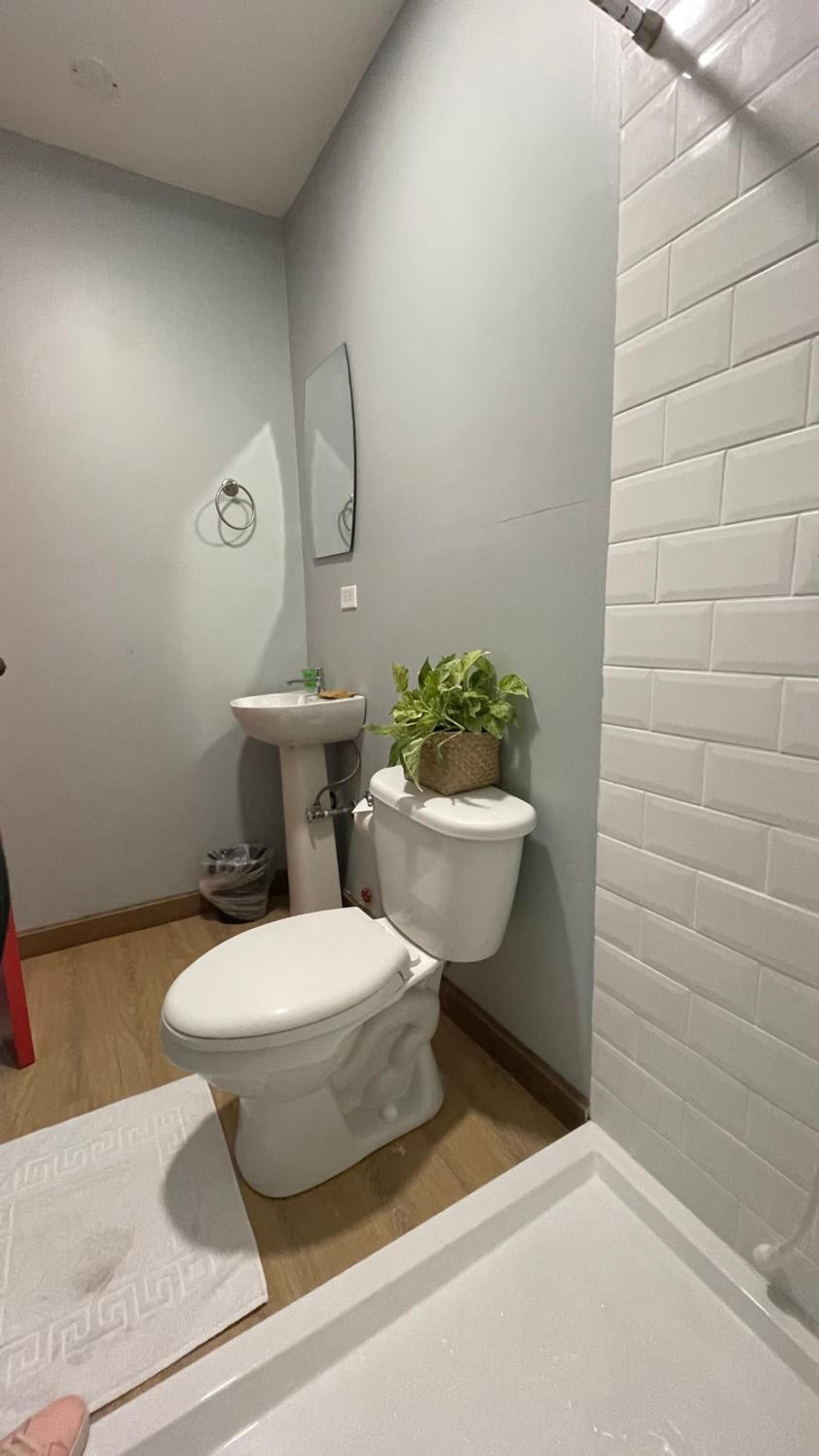 shower, towels, soap, shampoo