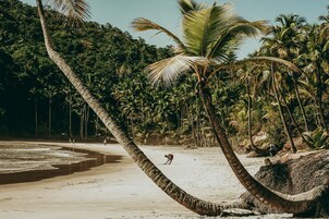 En la playa, arena blanca, bar en la playa