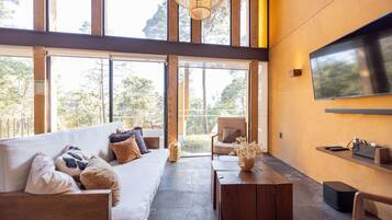 Älytelevisio, takka, videopelejä, pöytätennispöytä