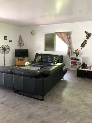 Smart TV, DVD player, books, stereo