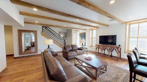 Condo (Water Street Unit C) | Living room | Flat-screen TV, fireplace - Water Street Unit C (Santa Fe)