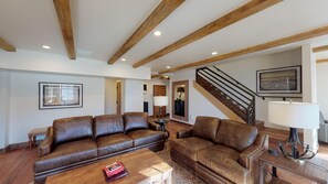 Condo (Water Street Unit C) | Living room | Flat-screen TV, fireplace - Water Street Unit C (Santa Fe)