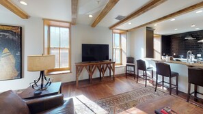 Condo (Water Street Unit C) | Living room | Flat-screen TV, fireplace - Water Street Unit C (Santa Fe)