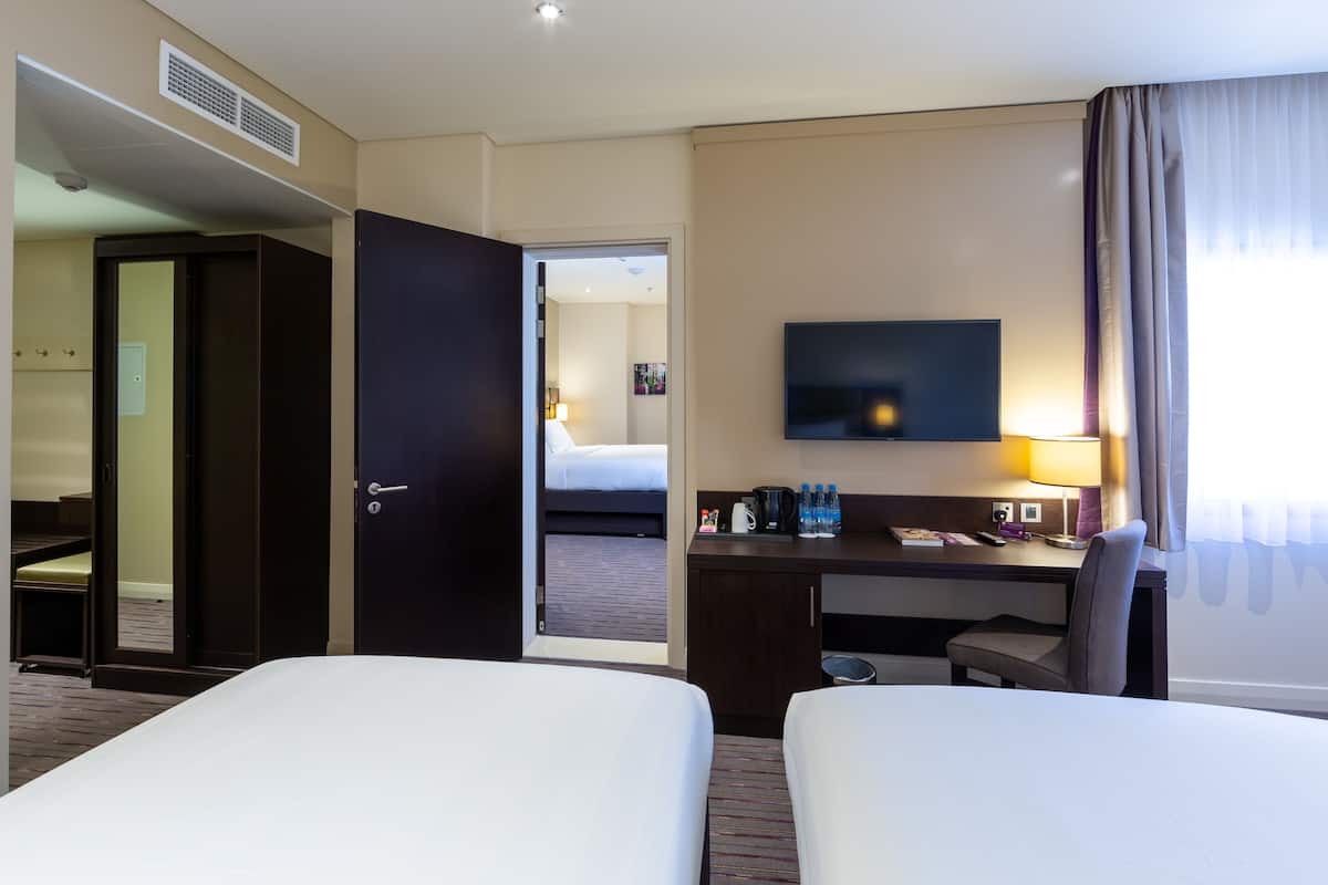 in-room safe, desk, laptop workspace, soundproofing