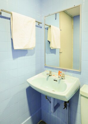 Shower, rainfall showerhead, free toiletries, bidet