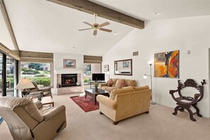TV, fireplace, offices