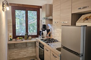 冷蔵庫、電子レンジ、オーブン、コンロ