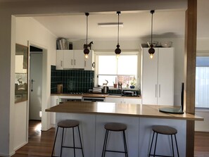 Fridge, microwave, oven, dishwasher